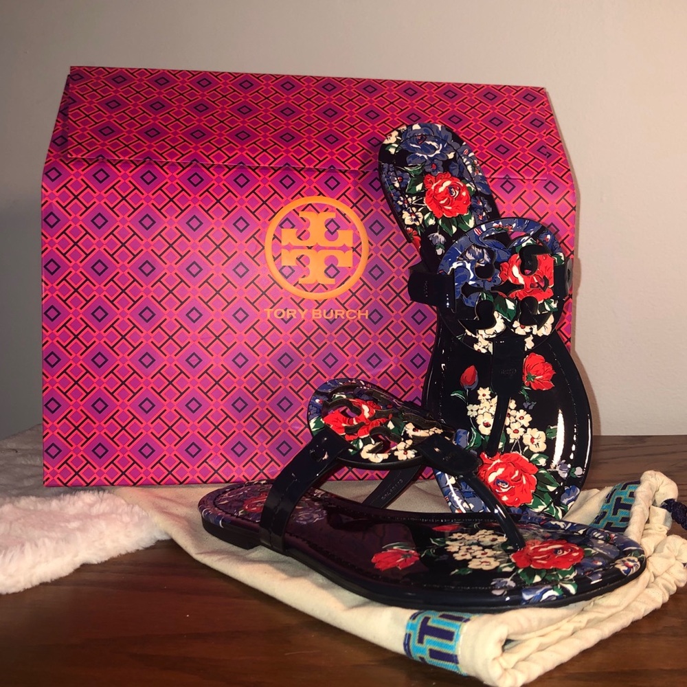 Tory Burch Miller Sandal- Navy Tea Rose (407)